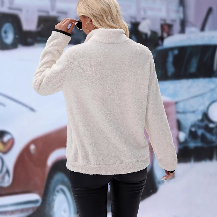 Ladies high-quality fleece sweater with collar and zipper Lune London