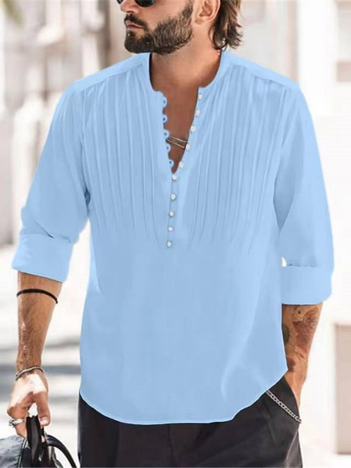 Man Elegant Buttoned Pleated Shirt Lune London