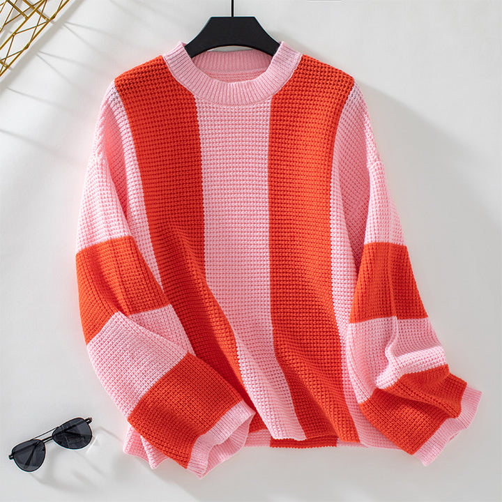 Women's knitted sweater with an innovative blocked stripes design and a relaxed fit Lune London
