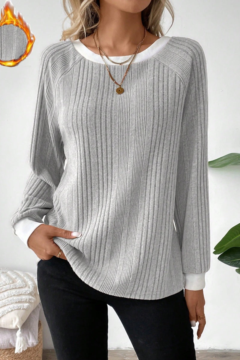 Women cropped casual top with ribbed structure Lune London