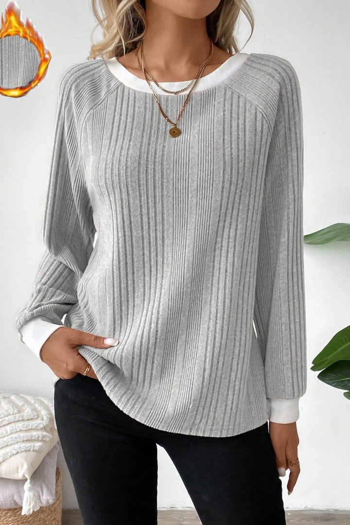 Women cropped casual top with ribbed structure Lune London