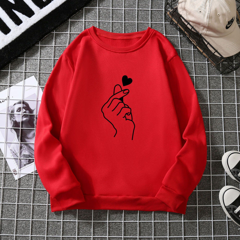 Sweatshirt pour femmes avec motif de signe de main créatif et doublure intérieure douce Chic & Stil