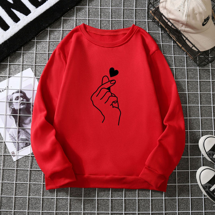 Sweatshirt pour femmes avec motif de signe de main créatif et doublure intérieure douce Chic & Stil