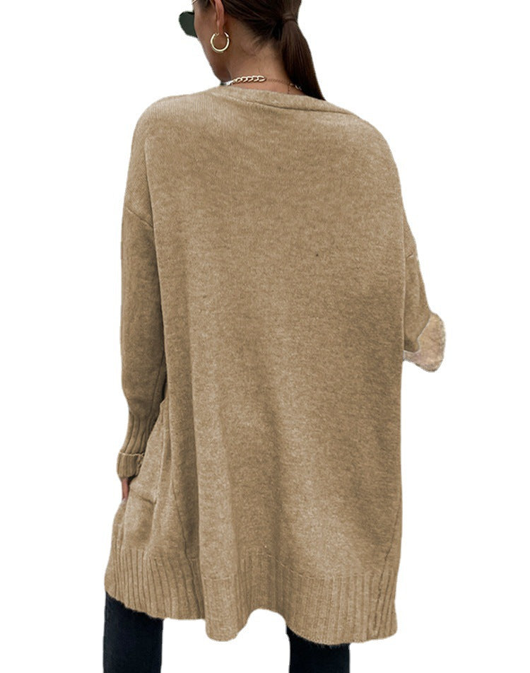 Casual knit jacket for women with open sides and deep pockets Lune London