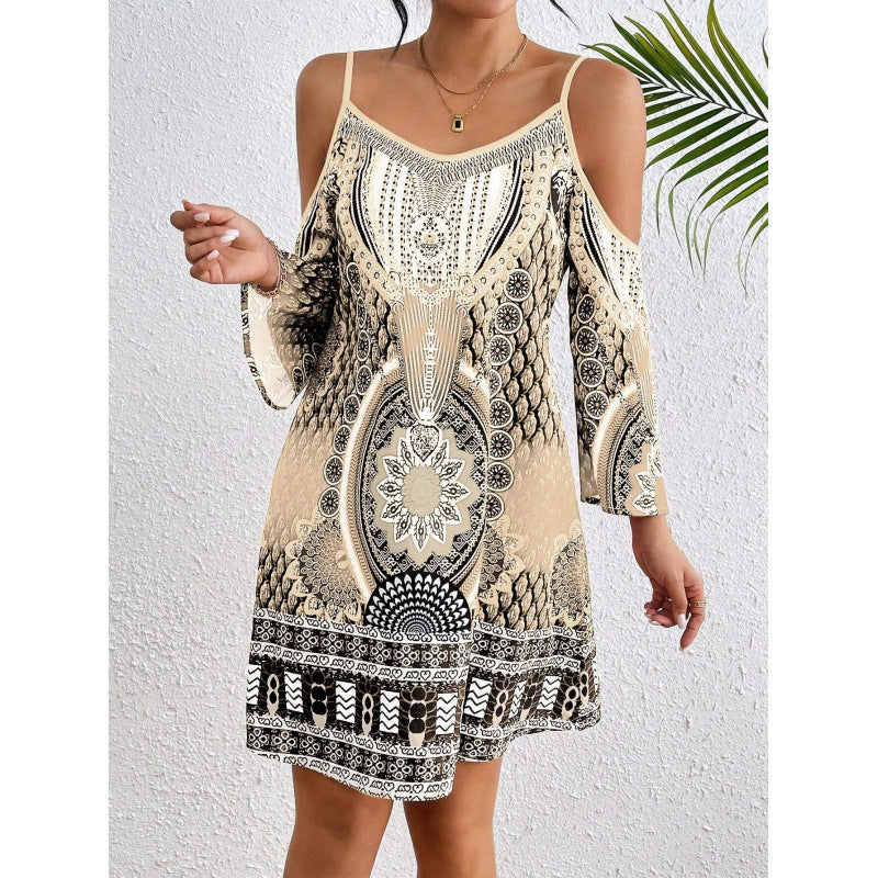 Lune London off-the-shoulder bohemian tunic dress for women
