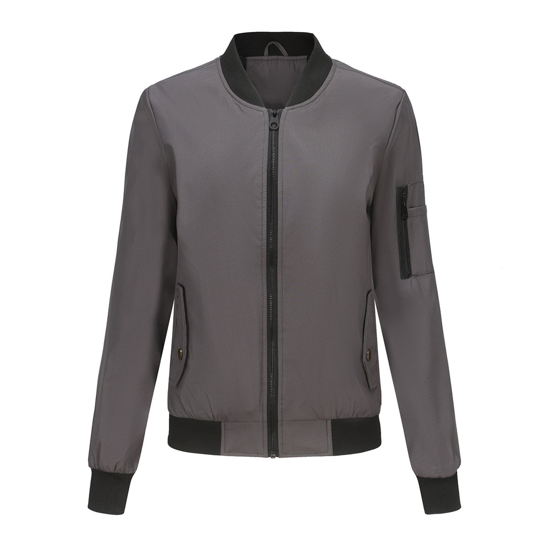 Modest bomber jacket for women with practical zip pockets and a sporty collar Lune London
