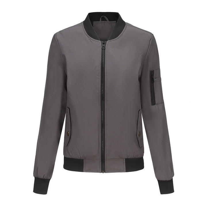 Modest bomber jacket for women with practical zip pockets and a sporty collar Lune London