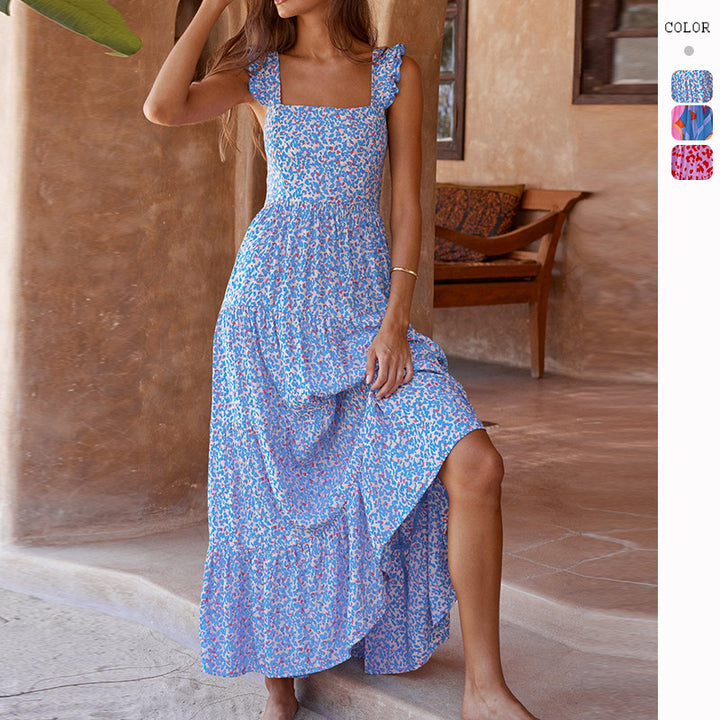 Women's maxi dress with voluminous skirt and delicate ruffle details Lune London