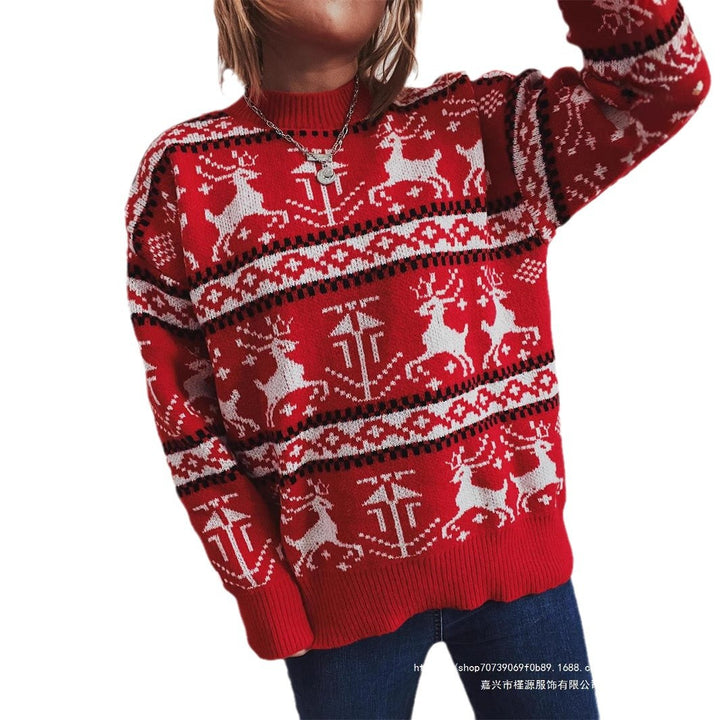 Christmas jumper for women with festive Norwegian pattern and round neckline Lune London