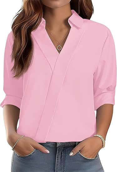 Femmes élégante blouse à col en V avec design texturé Chic & Stil