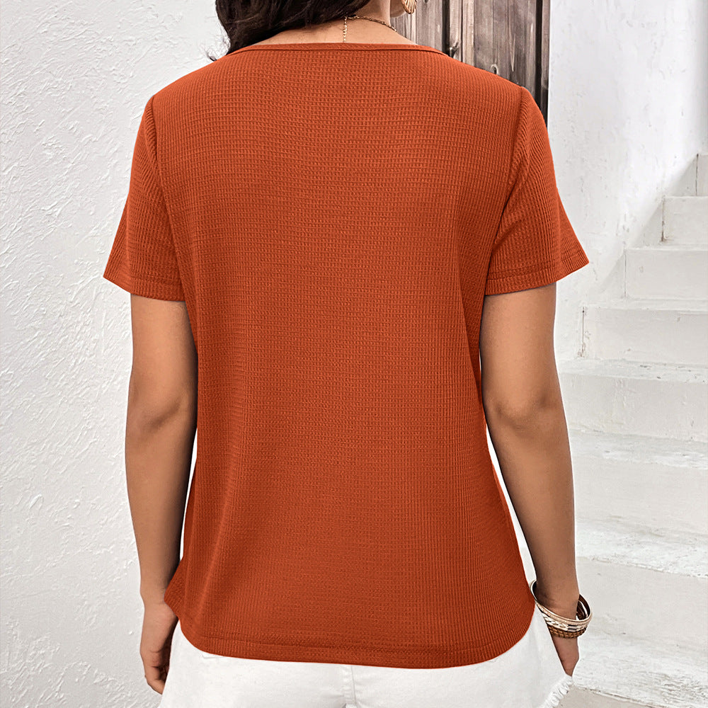 Fashionable women's top with lace insert and textured waffle Lune London