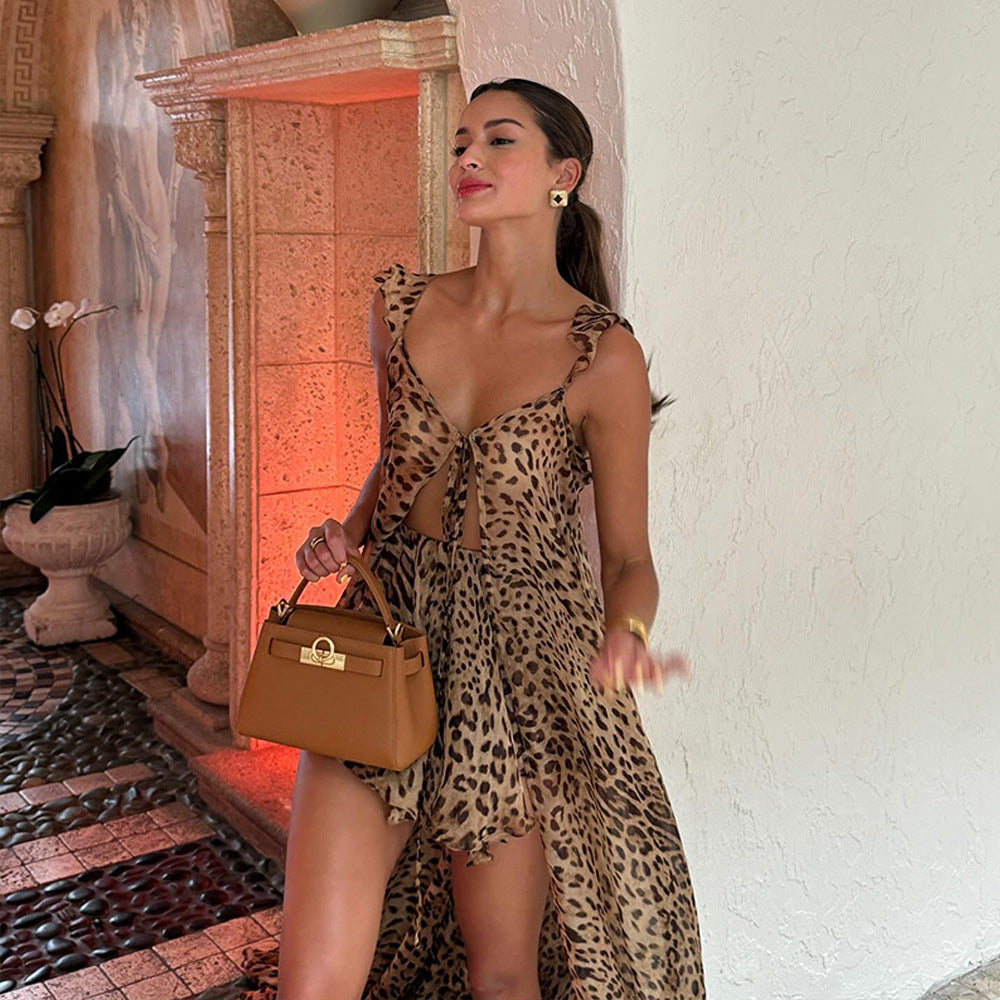 Lune London trendy leopard print maxi dress for ladies