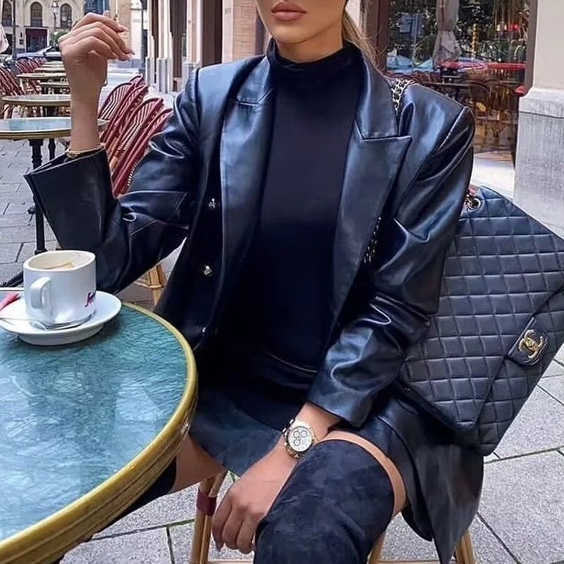 Veste blazer élégante en simili cuir pour femmes Lune London