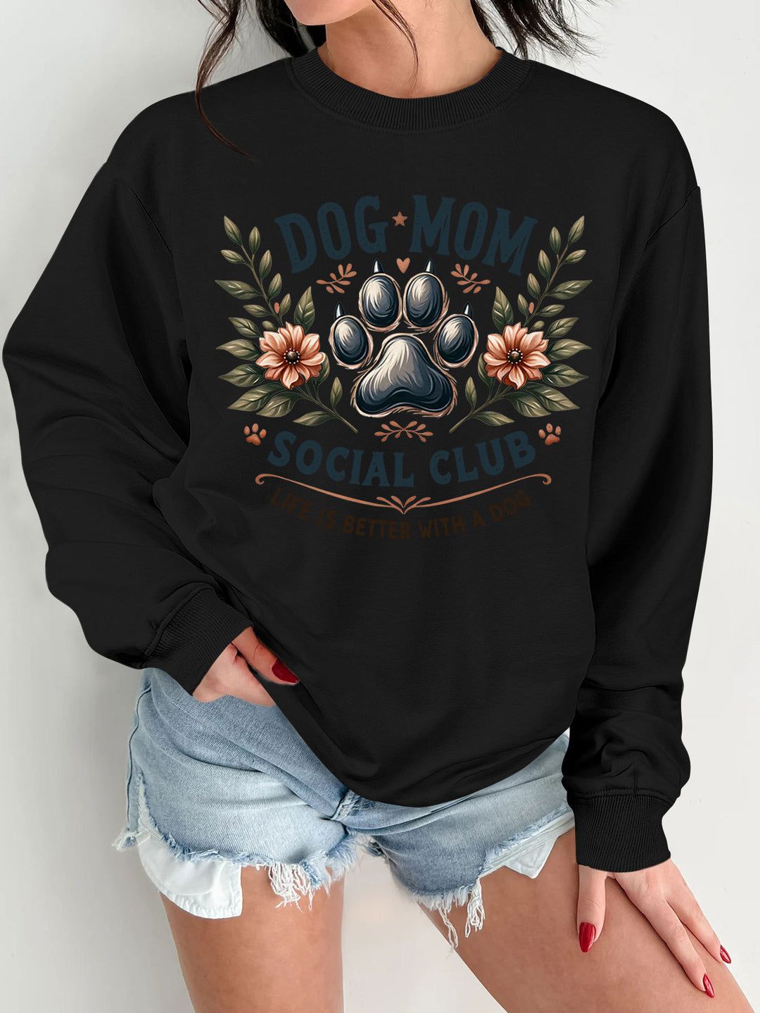 Sweatshirt pour femmes avec motif de chien tendance et impression améliorée Chic & Stil