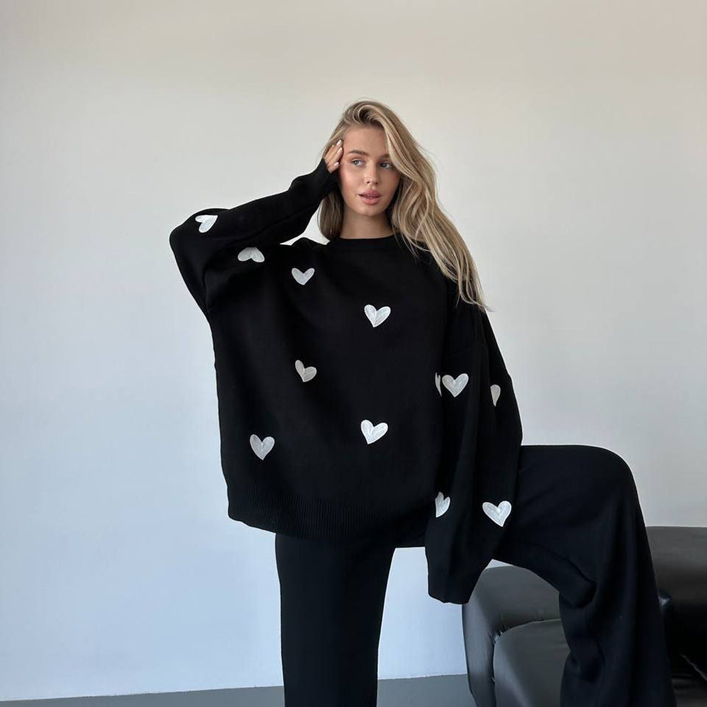 Oversized sweater for women with heart pattern Lune London