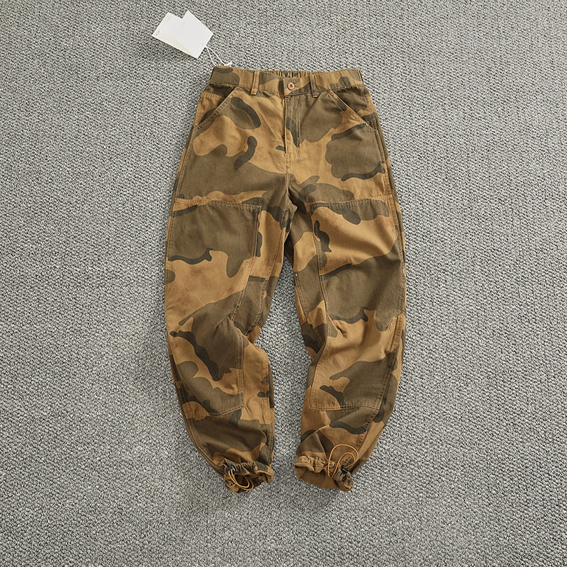 Men's cargo pants with stylish camouflage design featuring an elastic waistband and practical pockets Lune London