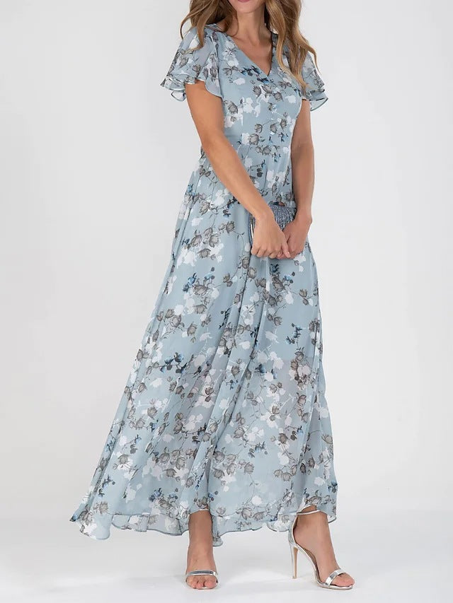 Chic and Stylish Floral Chiffon Maxi Dress for Women