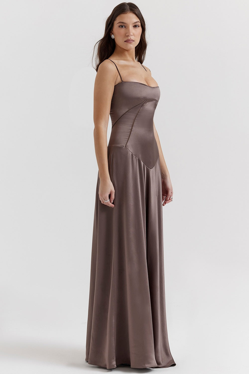 Lune London | Evening Dress Satin Shine Spaghetti Straps Backless Slim Fit Elegant Dress