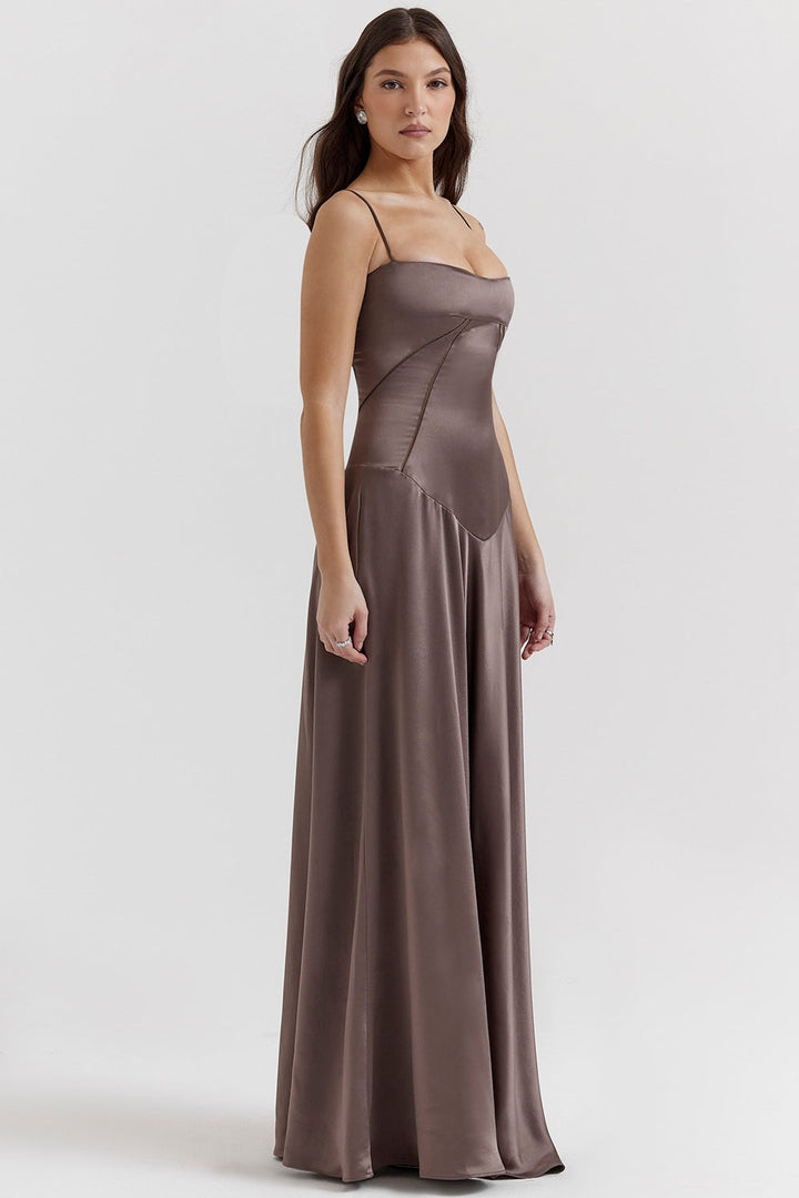 Lune London | Evening Dress Satin Shine Spaghetti Straps Backless Slim Fit Elegant Dress