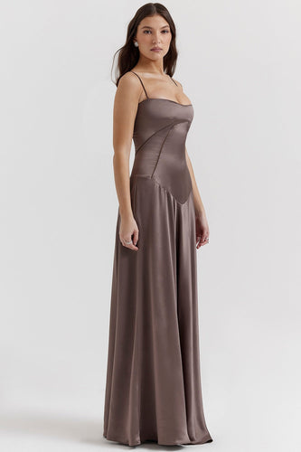 Lune London | Evening Dress Satin Shine Spaghetti Straps Backless Slim Fit Elegant Dress