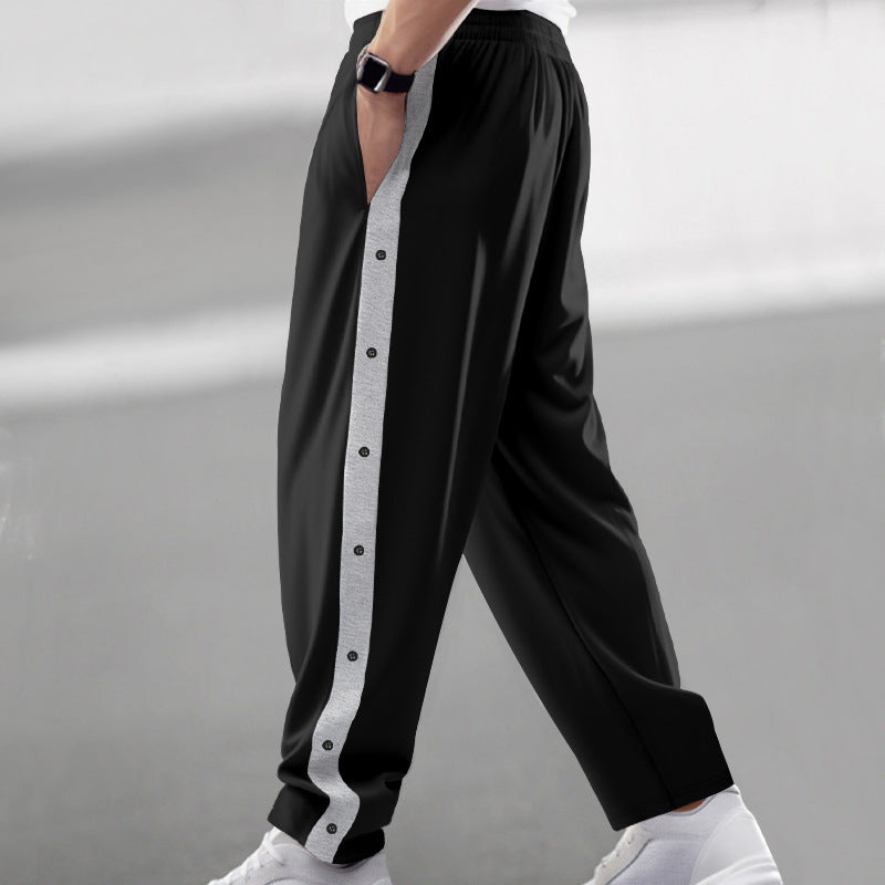 Sport leisure pants for men with chic snap buttons on the sides and style