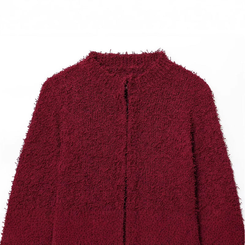 Cozy knit jacket for women with fringed sleeves Lune London