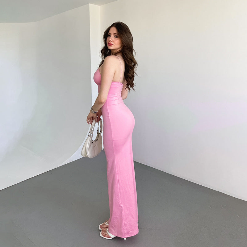 Slim-fit maxi dress for women with spaghetti straps Lune London