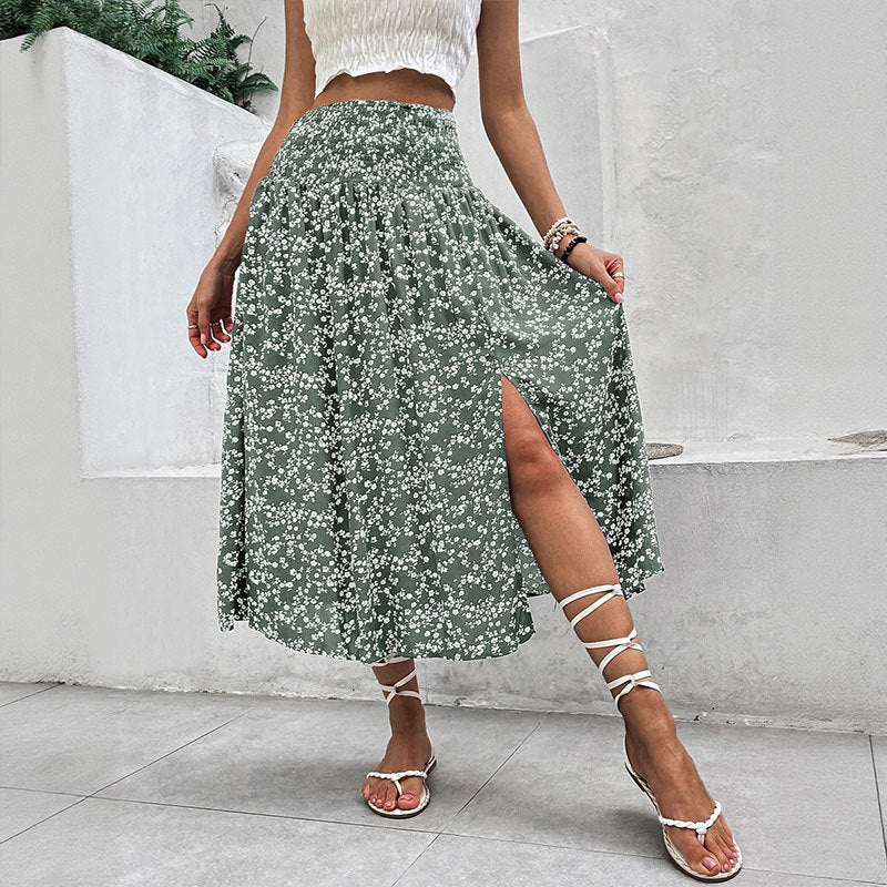 Lune London Floral Print Split Maxi Skirt for Women