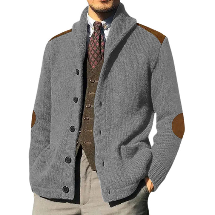 Lune London | Men's Cozy Knitted Cardigan with Modern Shawl Collar and Practical Button Details