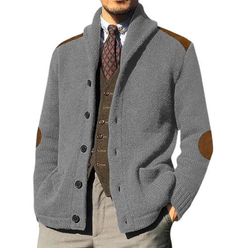 Lune London | Men's Cozy Knitted Cardigan with Modern Shawl Collar and Practical Button Details