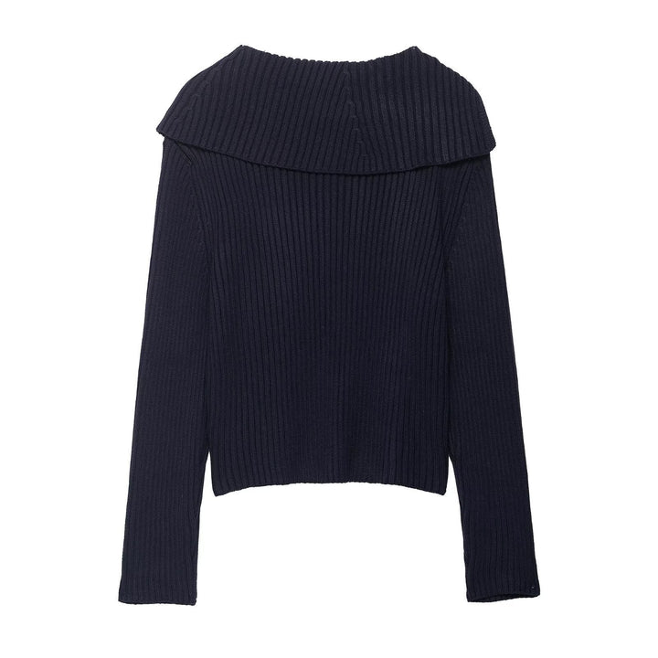 Ladies fashion cardigan with asymmetric collar and zipper Lune London