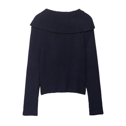 Ladies fashion cardigan with asymmetric collar and zipper Lune London