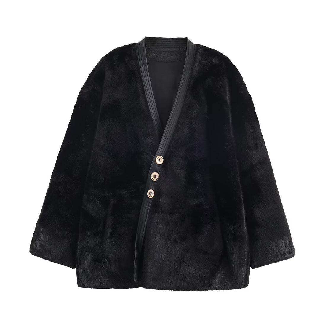 Soft flannel jacket for women with button closure and side pockets Lune London