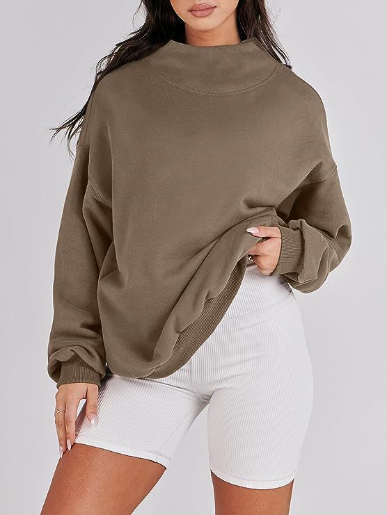 Oversized sweatshirt for women with a high collar and ribbed hem Lune London
