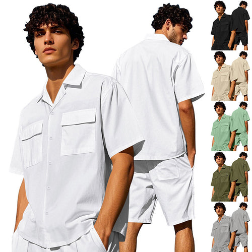 Men's casual short sleeve shirt and chic shorts