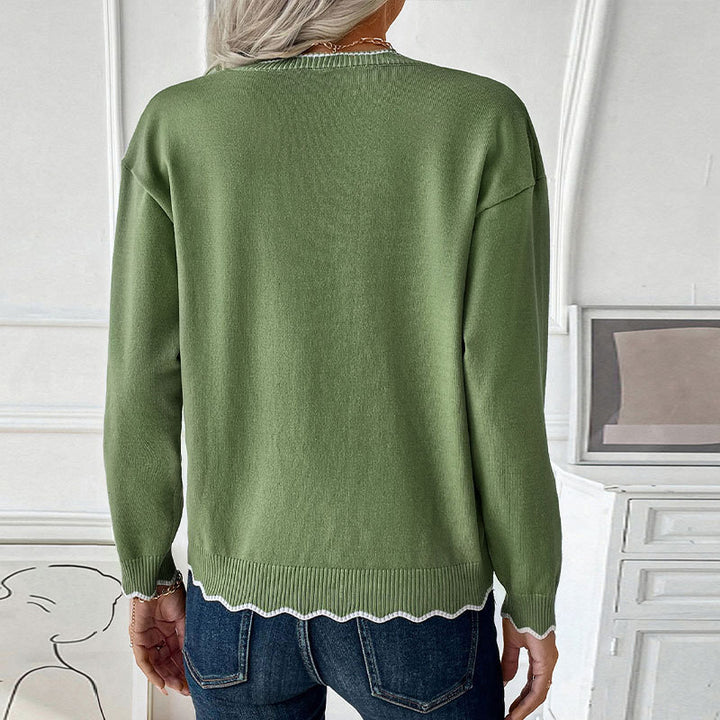 Ladies' knit sweater with zipper and wavy hem Lune London