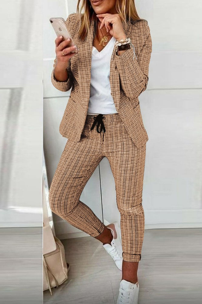 Lune London | Check Blazer Coat & Drawstring Trousers Set