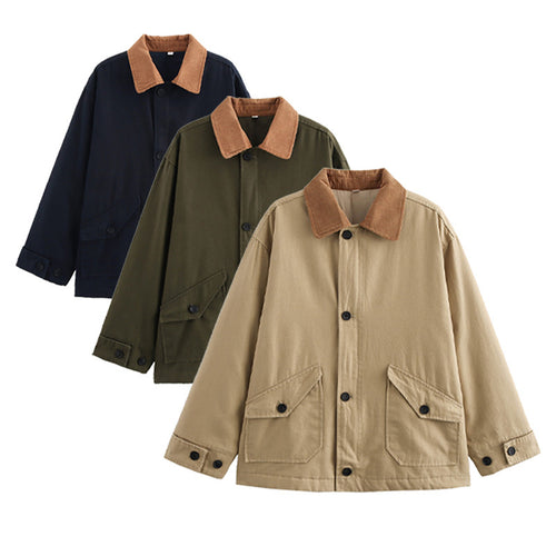 Transitional jacket for women with corduroy collar and practical pockets Lune London