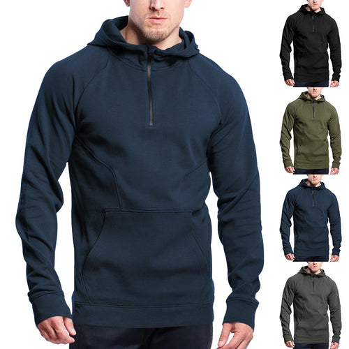 Men's functional hoodie with half zipper and practical pockets Lune London