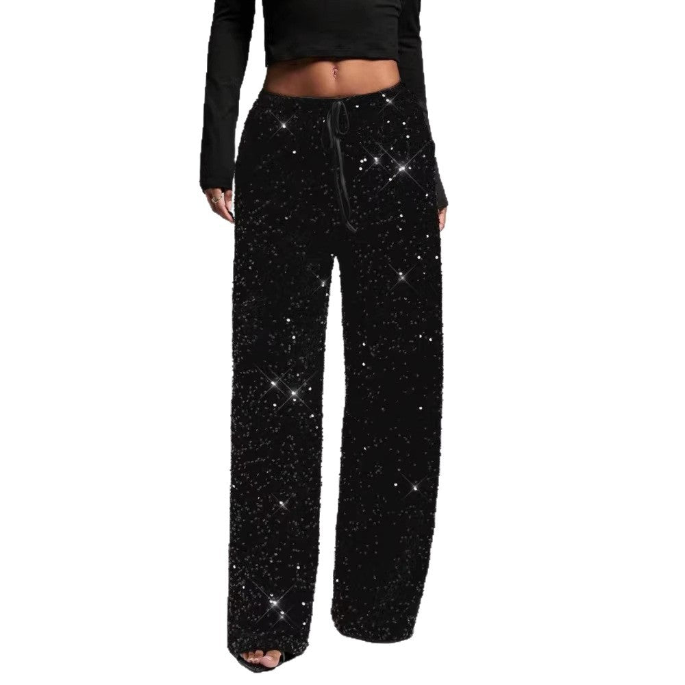 Pantalons palazzo extravagants pour femmes avec embellissement de paillettes Chic & Stil