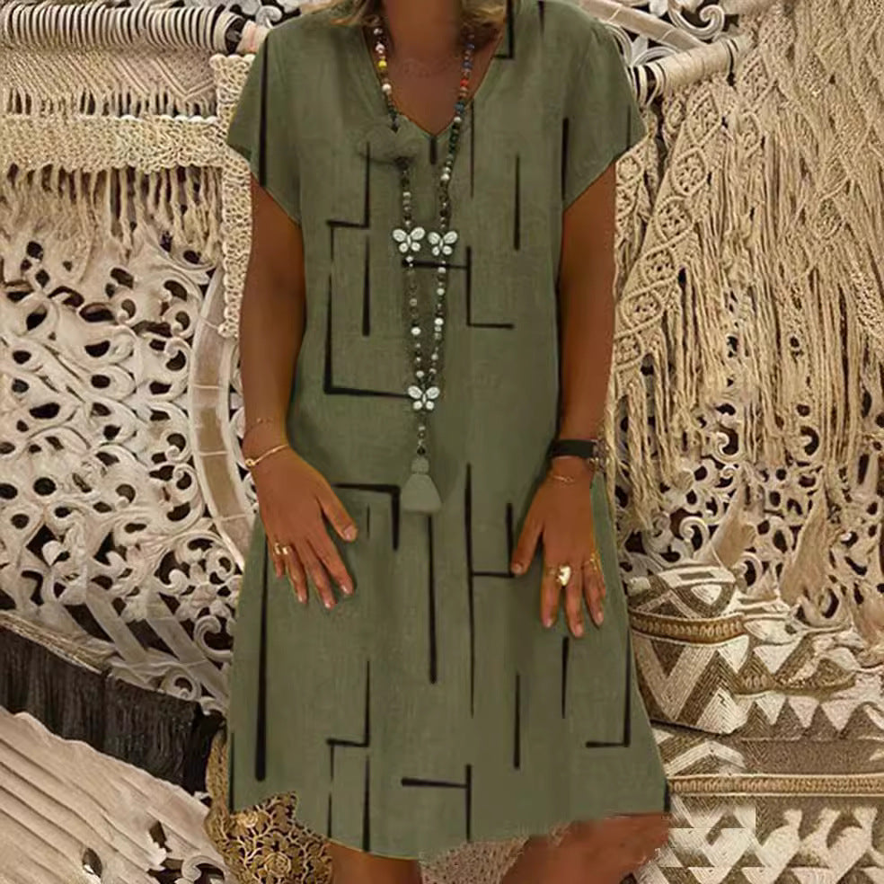 Comfortable tunic dress for women with modern graphic patterns Lune London