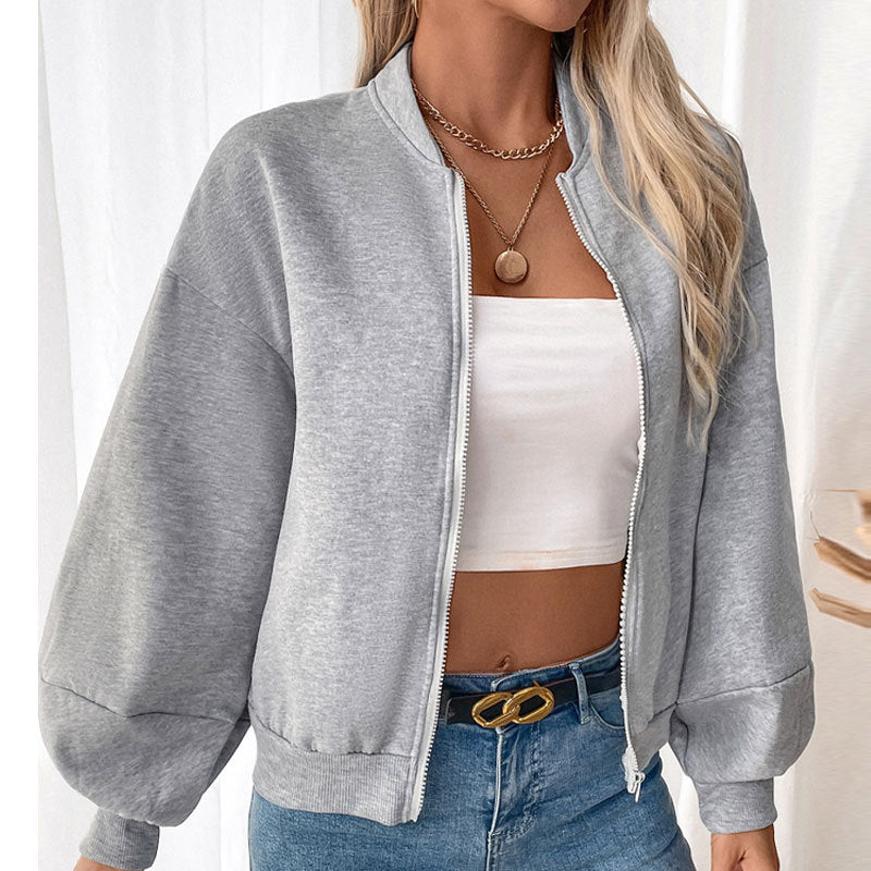 Ladies' sweatshirt jacket with voluminous sleeves and zipper Lune London