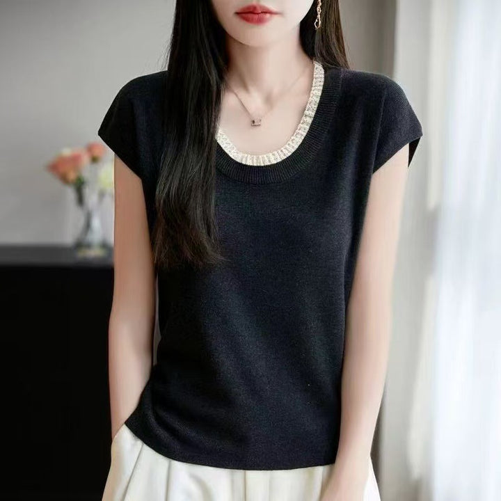 Elegant knitted top for women with decorative neckline Lune London