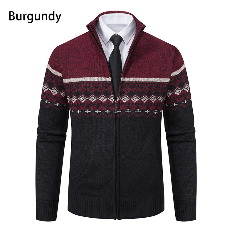 Knit jacket for men with modern pattern and high collar Lune London