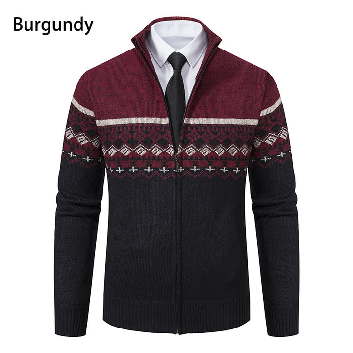 Knit jacket for men with modern pattern and high collar Lune London