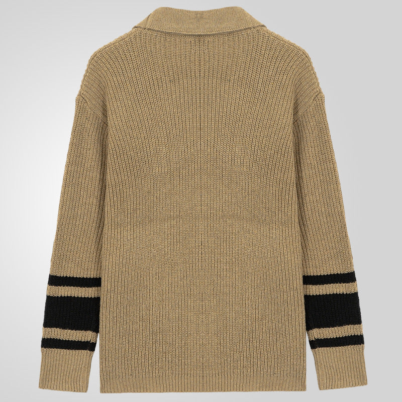 Thick knit cardigan for men with modern details and practical pockets Lune London