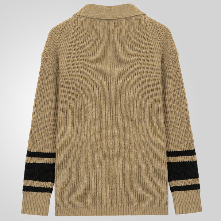 Thick knit cardigan for men with modern details and practical pockets Lune London