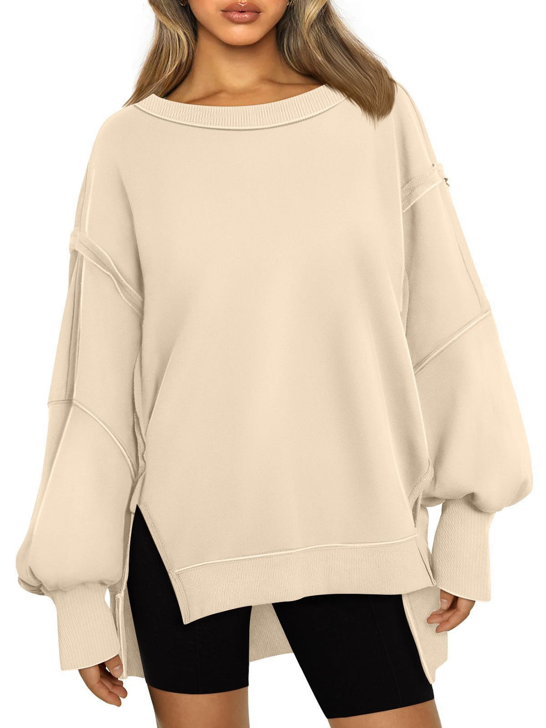Oversized casual sweatshirt for women with wide collar and side openings Lune London