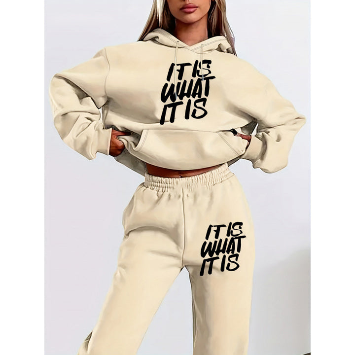 Women's leisure hoodie and jogger set with inspiring lettering Lune London