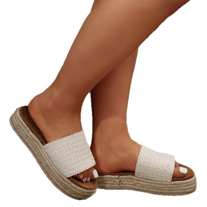 Comfortable platform sandals for ladies in soft fabric Lune London